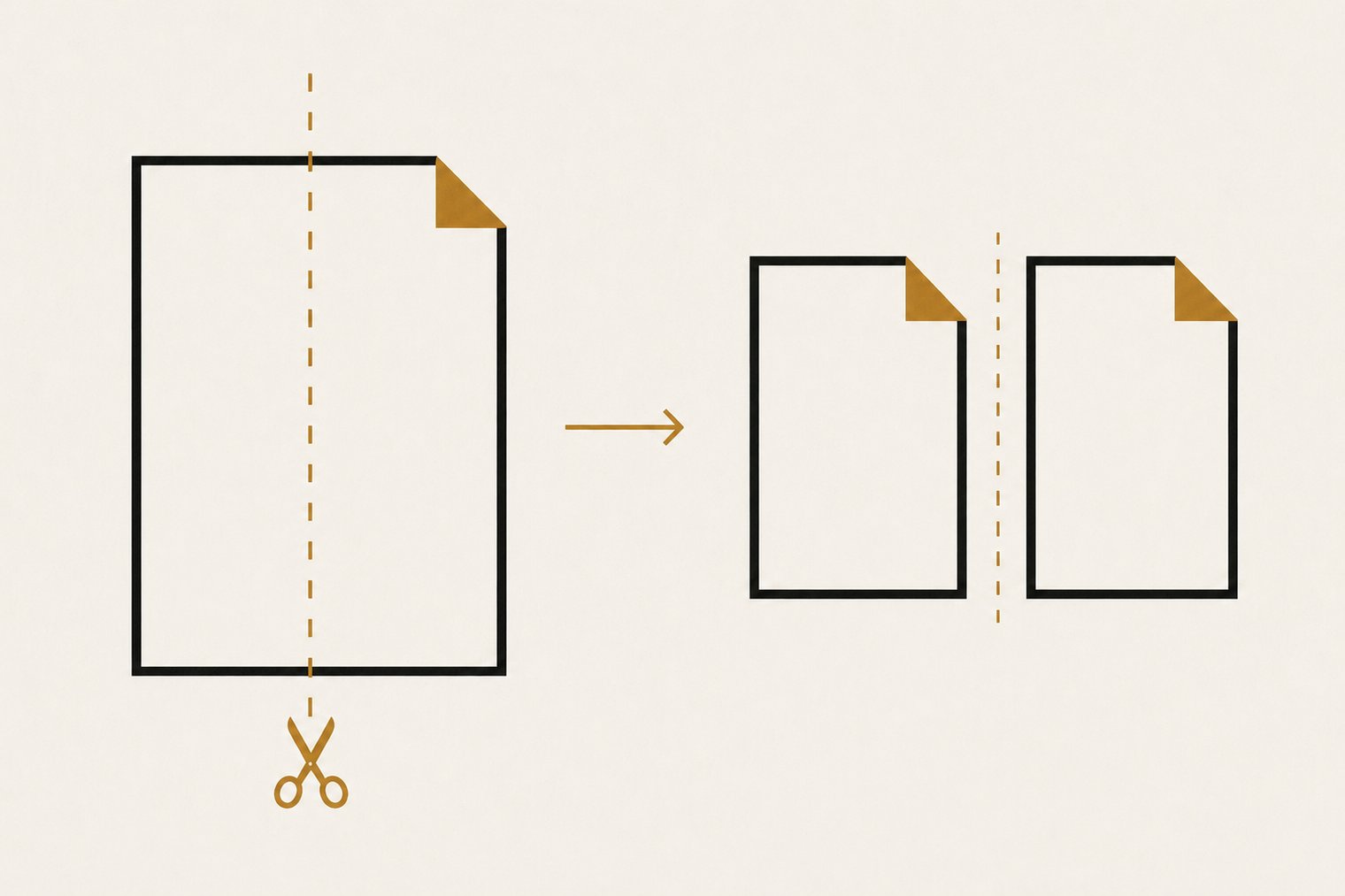 長いPDFが必要なページだけ抜き出されるイラスト